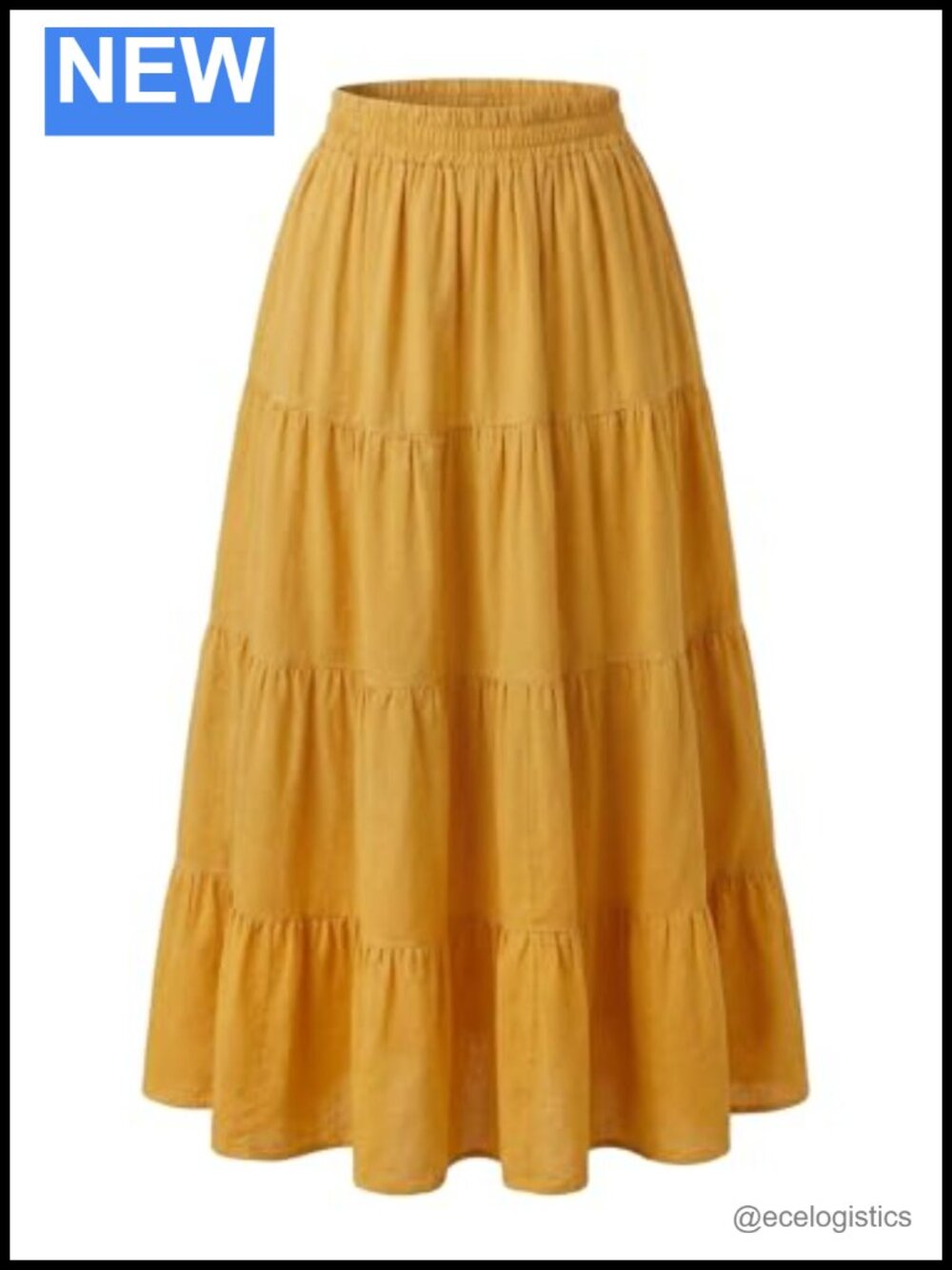 Tiered Maxi Skirt A-Line Flowy Ruffle High Waisted with Pockets